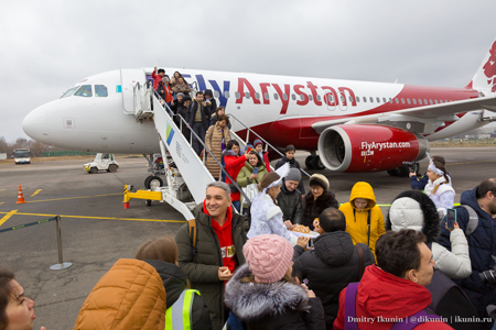 Airbus A320-200 (P4-KBD). Авиакомпания Air Astana (FlyArystan Livery). Аэропорт Жуковский, Московская область